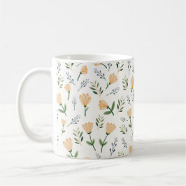 Modern Gult Blommigt Kaffemugg