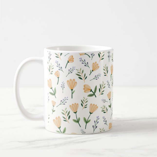 Modern Gult Blommigt Kaffemugg (Vänster)