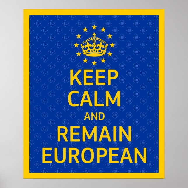 Modern Gult Blue Behålla Lugn Krona Europe Vector Poster (Framsidan)