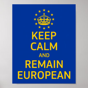 Modern Gult Blue Behålla Lugn Krona Europe Vector Poster