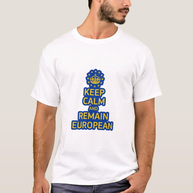 Modern Gult Blue Behålla Lugn Krona Europe Vector T Shirt (Framsida)
