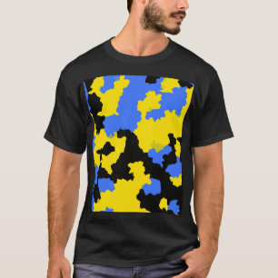 Modern Gult Blue Black Mönster Design Abstrakt T Shirt