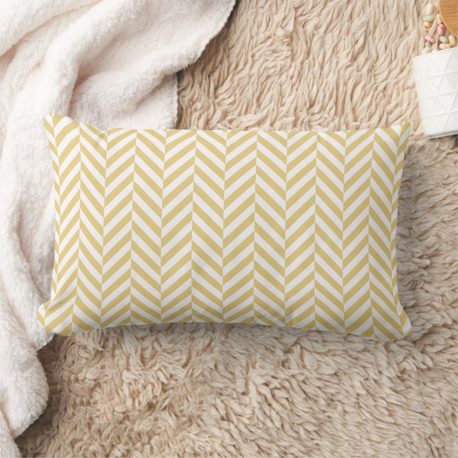 Modern Gult Chevron Herringbone Mönster Throw Pi Lumbarkudde (Filt)