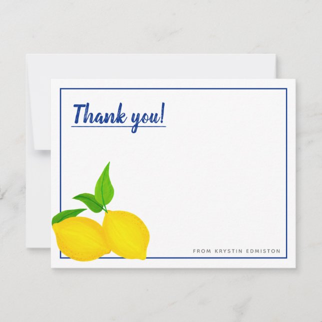 Modern Gult Citrus Lemons på Blue Tack Kort (Framsida)