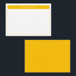 Modern Gult Enkel budget för Gräns Namn Anteckningskort<br><div class="desc">Modern minimal anteckningskort med valfri Namn. Den här enkla designen har ditt namn överst och ramas in av ett starkt block av gulter i färg med en delikat ram och solid gult längst bak på det här budgetkortet.</div>