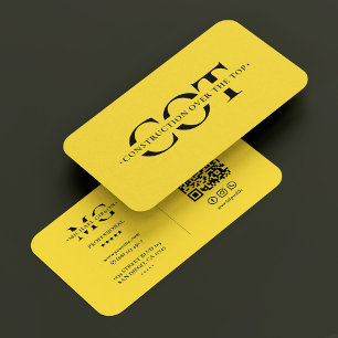 Modern Gult för bygg- och anläggningsmonogram Visitkort