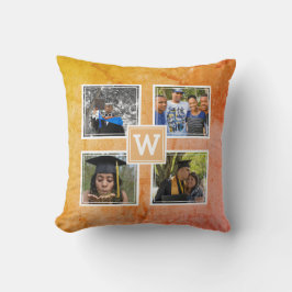 Modern Gult för monogram 4 fotomall Kudde
