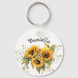 Modern Gult för solblommor Nyckelring