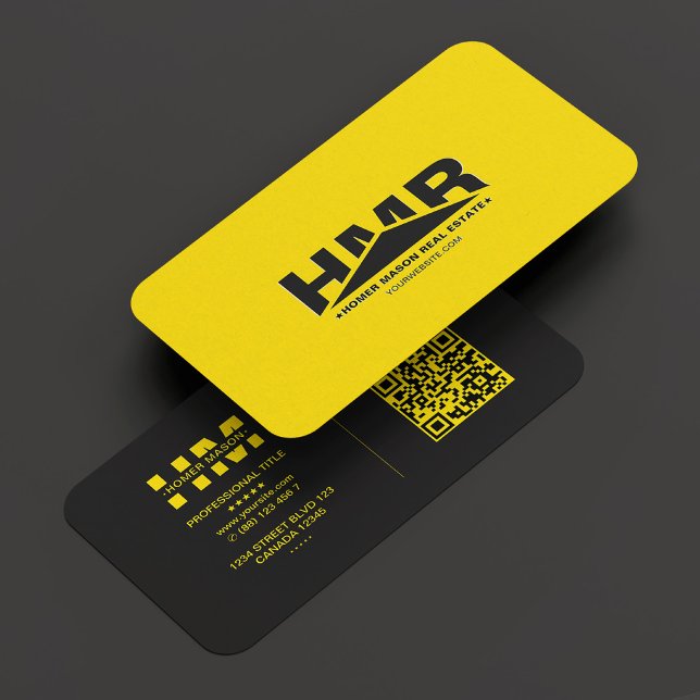 Modern Gult för svart byggtriangel Visitkort (Contractor Monogram Triangle Black Yellow Modern Business Card
)