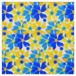 Modern Gult för vattenfärg och Blåa blommor Fabric Tyg