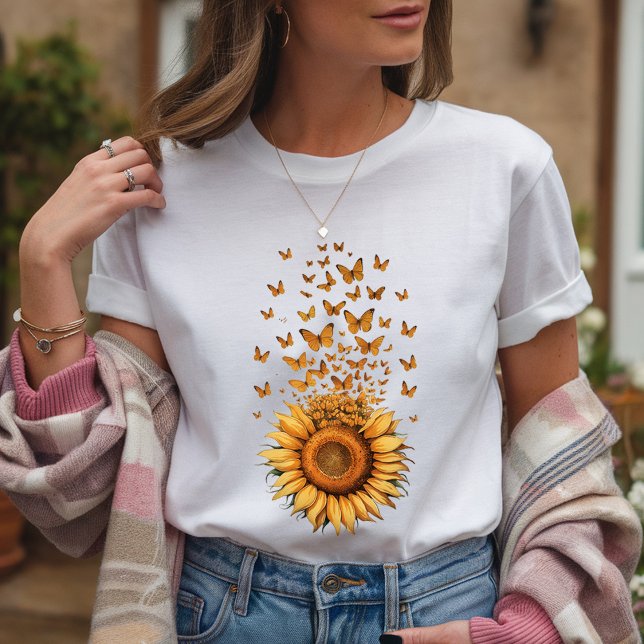 Modern Gult för vattenfärg Solrosblomma T Shirt (Skapare uppladdad)