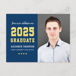 Modern Gult Foto Studenten för marinen Student 202 Inbjudan Vykort