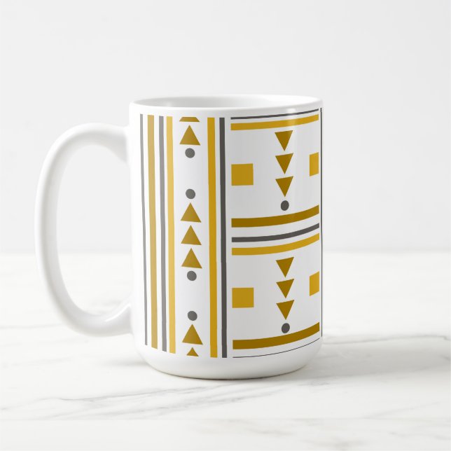 Modern Gult Geometric Patterned Mugg (Vänster)