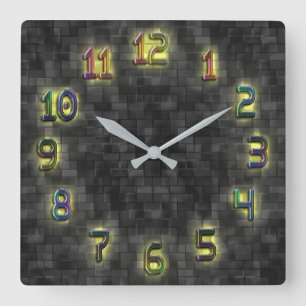 Modern Gult Glow Art Wall Clock Fyrkantig Klocka