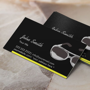 Modern Gult Gräns Sunglass Mörk Affärskort Visitkort