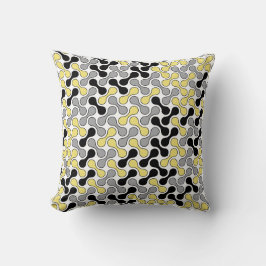 Modern Gult Grått Geometric Metaball Mönster Kudde
