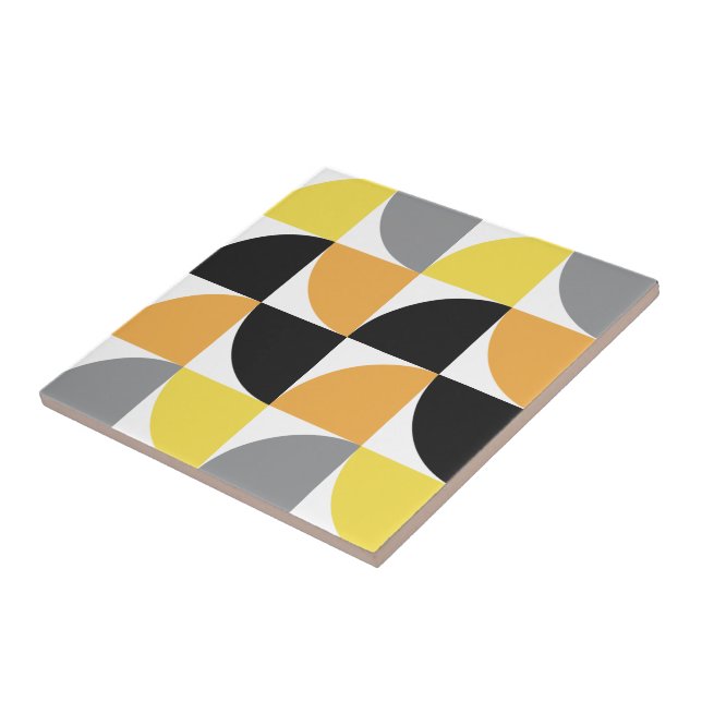 Modern Gult-Grått-geometrisk Mönster Kakelplatta (Sidan)