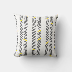 Modern Gult Grått Herringbone Mönster Kudde