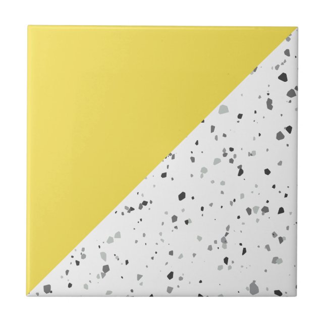 Modern Gult Grått Terrazzo Kakelplatta (Framsidan)