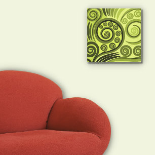 Modern Gult-Grönt Fern Löv Curl-Kanvastrycket Canvastryck