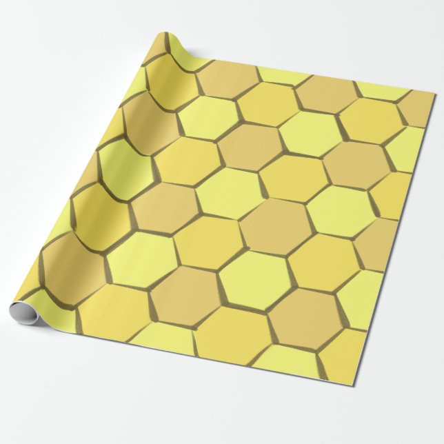 Modern Gult Guld Honeycomb Wrapping Papper Presentpapper (Utrullad)