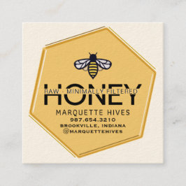 Modern Gult Hexagon Stylized Bee Honungsbusiness Fyrkantigt Visitkort