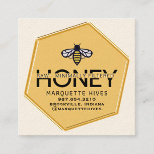 Modern Gult Hexagon Stylized Bee Honungsbusiness Fyrkantigt Visitkort