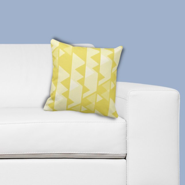 Modern Gult Jagged Irregulged Mönster Kudde (Modern Yellow Jagged Irregular Pattern Throw Pillow)