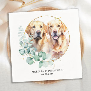 Modern Gult Labrador Retriever Pet Hund Bröllop Pappersservett