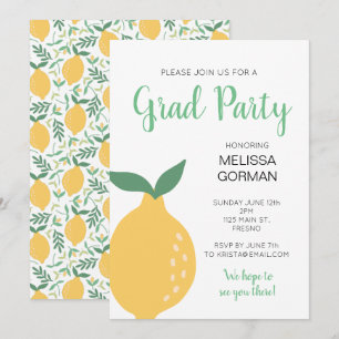 Modern Gult Lemon Grad Party Inbjudningar