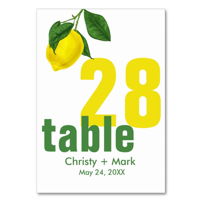 Modern Gult Lemon Summer Bordsnummer (Framsidan)
