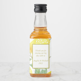 Modern Gult Lemons Grönt Löv Bröllop Spritflaskor Etikett