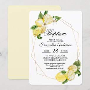 Modern Gult Lemons & Guld Ram Beauty Inbjudningar