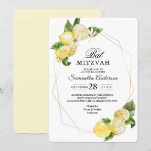 Modern Gult Lemons & Guld Ram Beauty Inbjudningar
