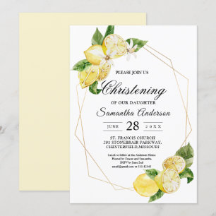Modern Gult Lemons & Guld Ram Beauty Inbjudningar