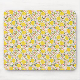 Modern Gult Lemons med Rosa Blommigt Musmatta