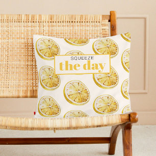 Modern Gult Lemons Mönster & Squeeze Kudde