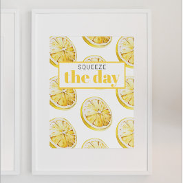 Modern Gult Lemons Mönster & Squeeze Poster