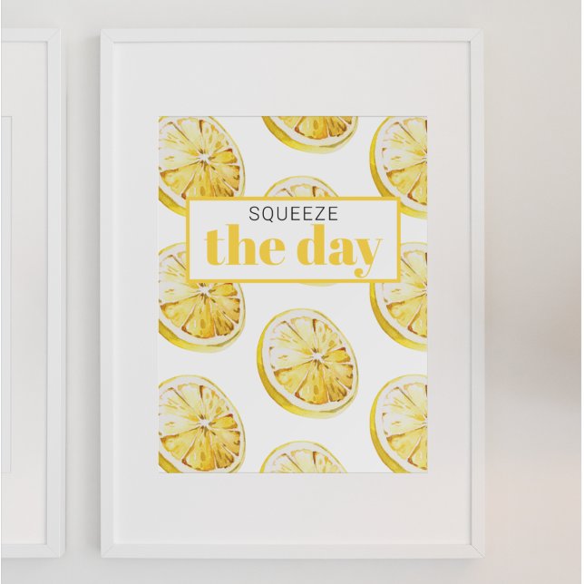 Modern Gult Lemons Mönster & Squeeze Poster (Skapare uppladdad)