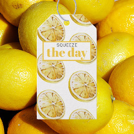 Modern Gult Lemons Mönster & Squeeze Presentetikett