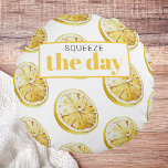 Modern Gult Lemons Mönster & Squeeze Rund Kudde<br><div class="desc">Modern Gult Lemons Mönster & Squeeze</div>