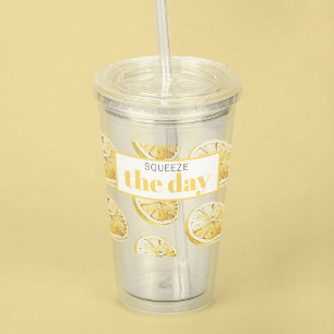 Modern Gult Lemons Mönster & Squeeze Take Away Mugg