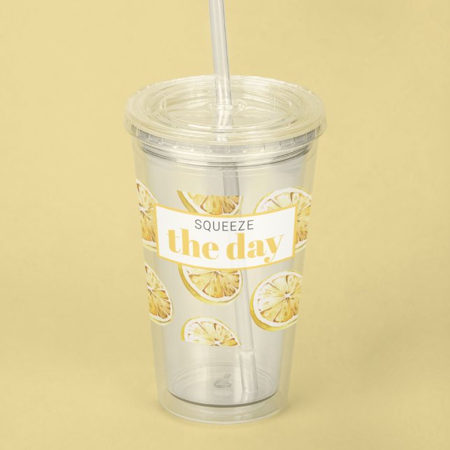 Modern Gult Lemons Mönster & Squeeze Take Away Mugg (Skapare uppladdad)