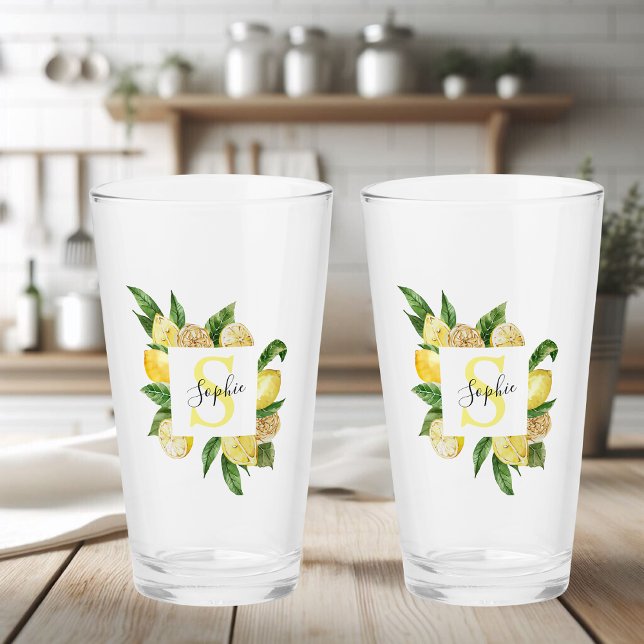 Modern Gult Lemons Ram & Löv med Namn Glaskopp (Skapare uppladdad)
