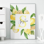 Modern Gult Lemons Ram & Löv med Namn Poster<br><div class="desc">Modern Gult Lemons Ram & Löv med Namn</div>