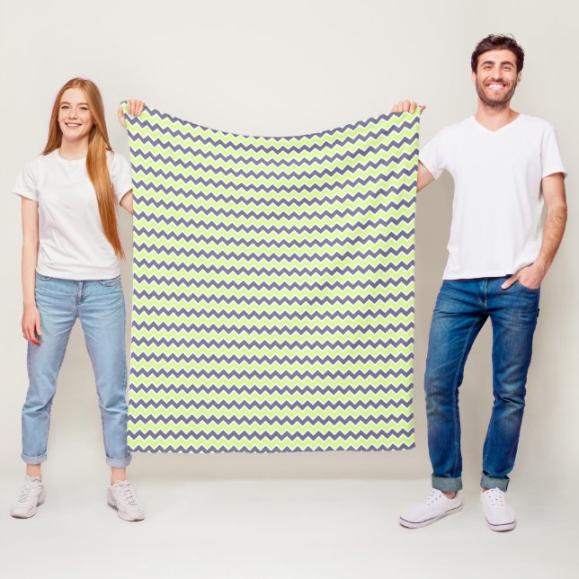 Modern Gult Lime Mörk Grått Chevron Fleecefilt (På plats)