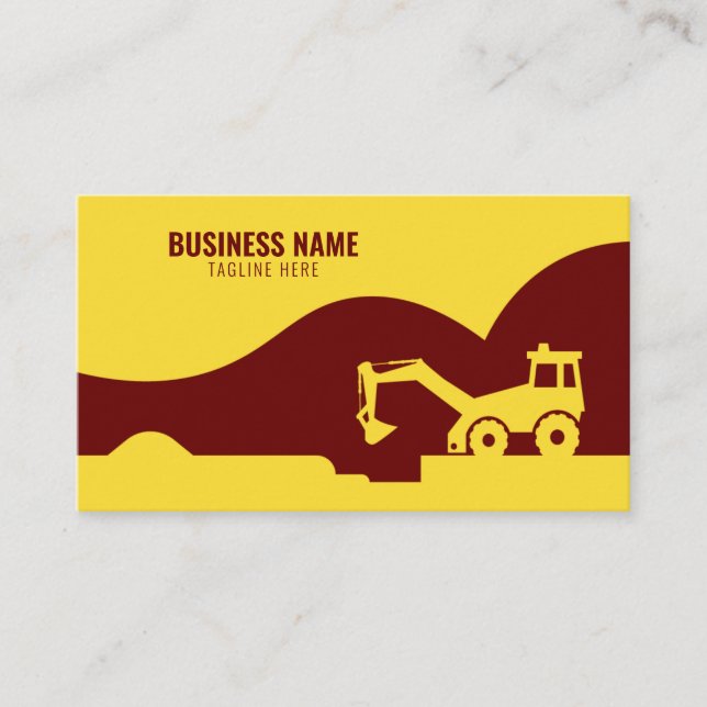 Modern Gult & Maroon Tractor Silhouette Byggnad Visitkort (Framsida)