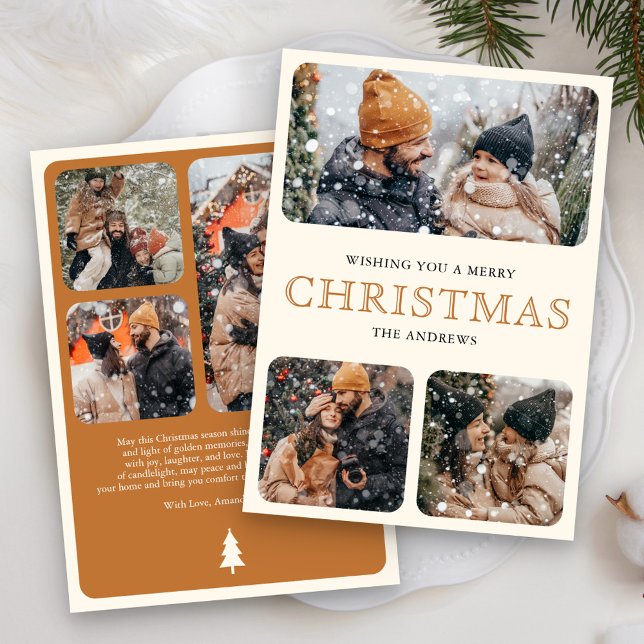 Modern Gult - minimalt 6 fotokollage jul Julkort (Skapare uppladdad)