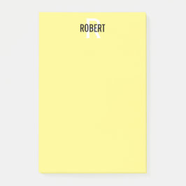 Modern gult monogram namn post-it block