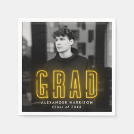 Modern Gult Neon Photo Studenten Pappersservett